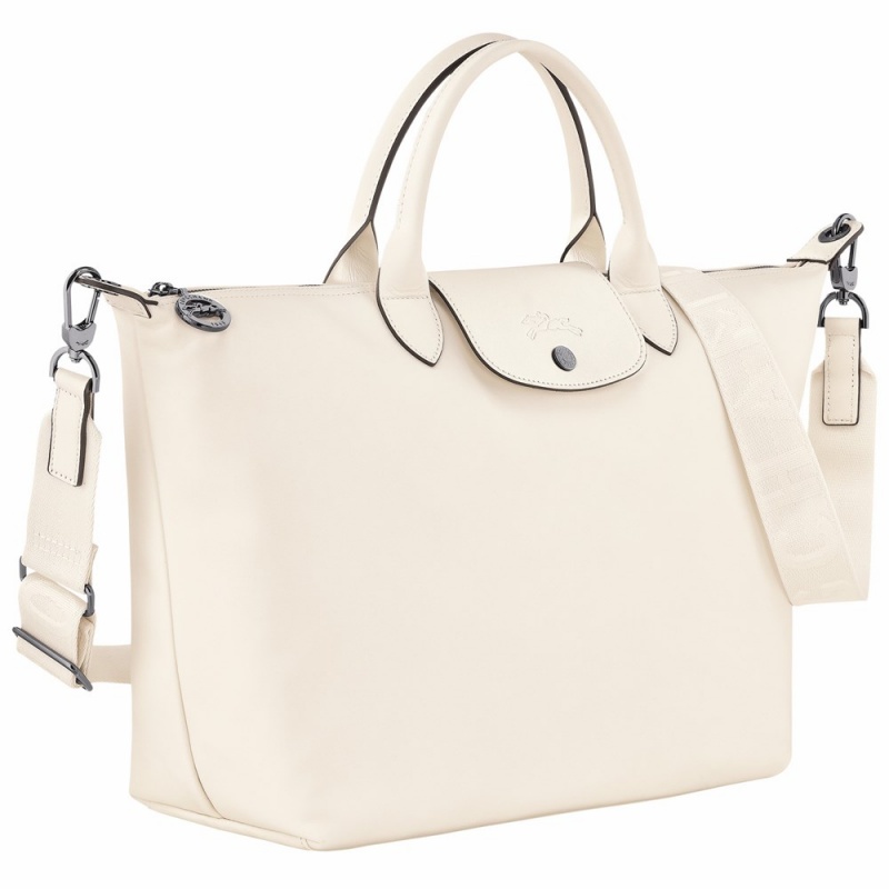 White Longchamp Le Pliage Xtra L Men's Handbags